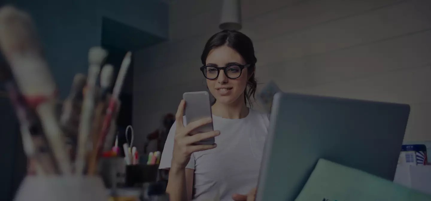 woman sending a text message